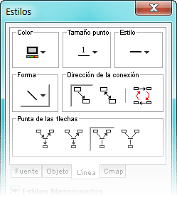 Modificar flechas, colores, en cmaptools.